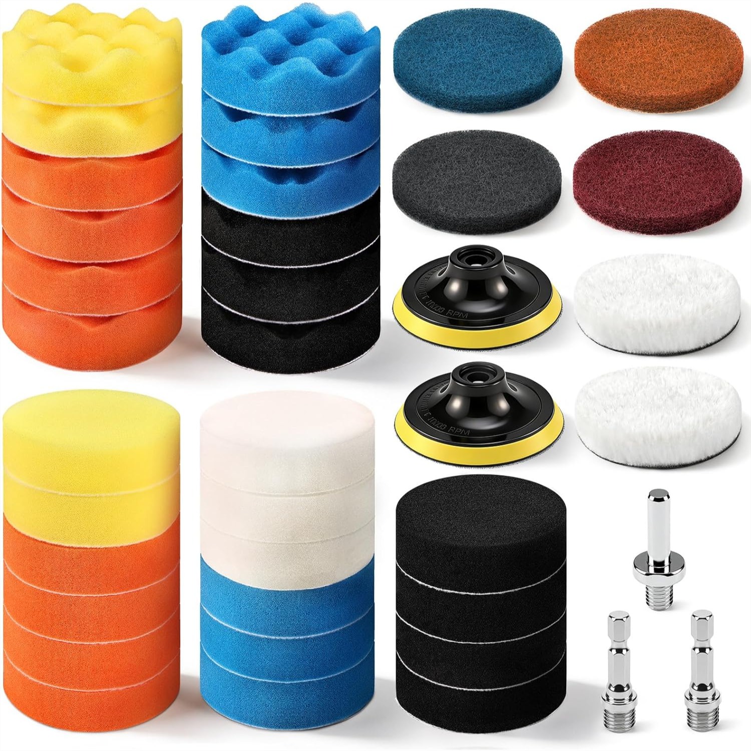 Polish Pad Set Buffer - 38 Pcs 3 Inch Car Polishing