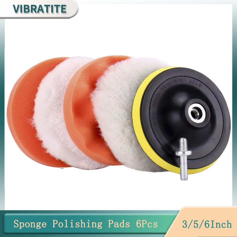 Polish Pad Set Buffer - 3/5/6Inch Sponge Polishing Pads 6Pcs with